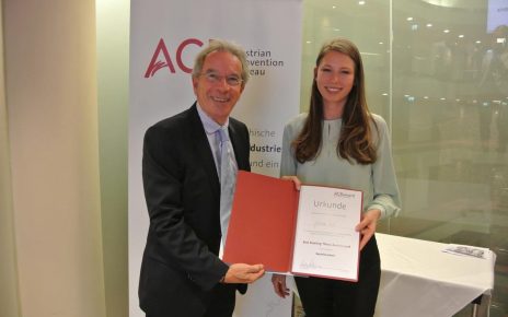 ACB Präsident Christian Mutschlechner mit Jessica Huf, Gewinnerin der BMTA 2018, Foto: Austrian Convention Bureau