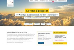 Screenshot Corona-Navigator.de für die Tourismusbranche