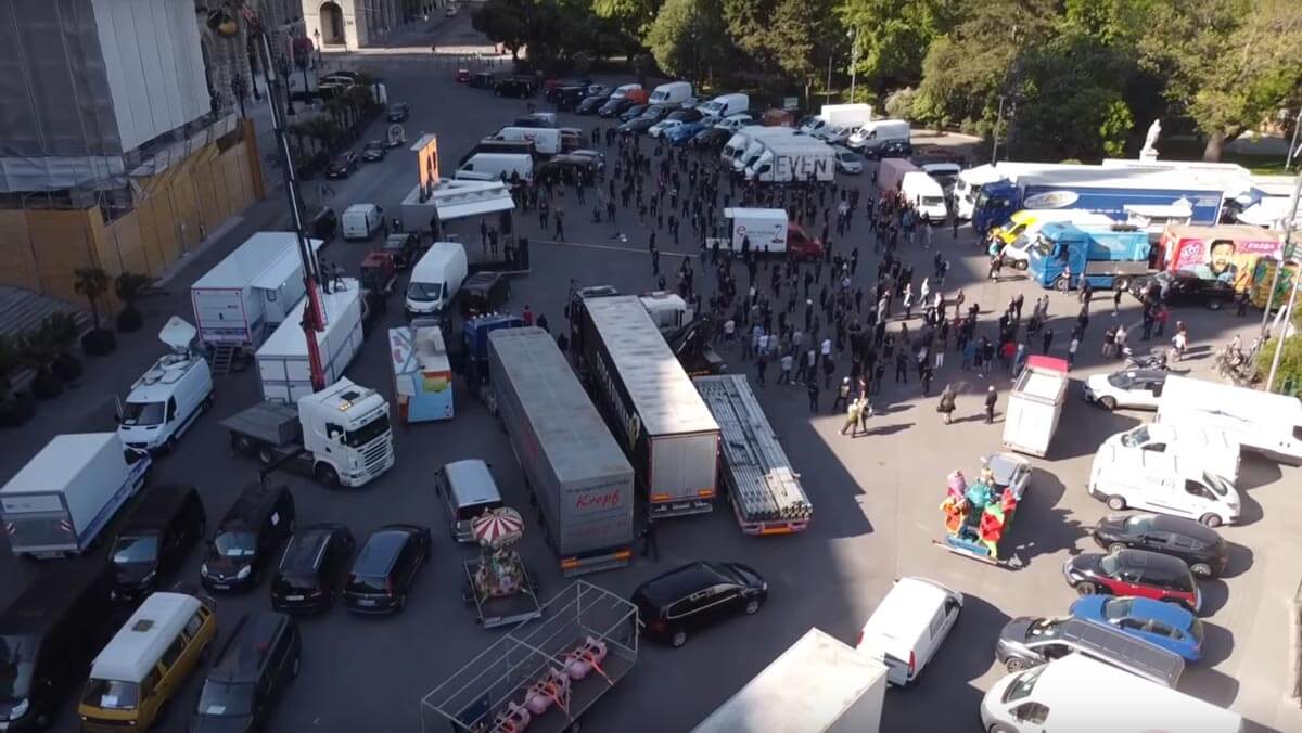 Demo der VeranstaltungstechnikerInnen am Rathausplatz, Foto: Screenshot Video Stamberg Film & Wangler Media