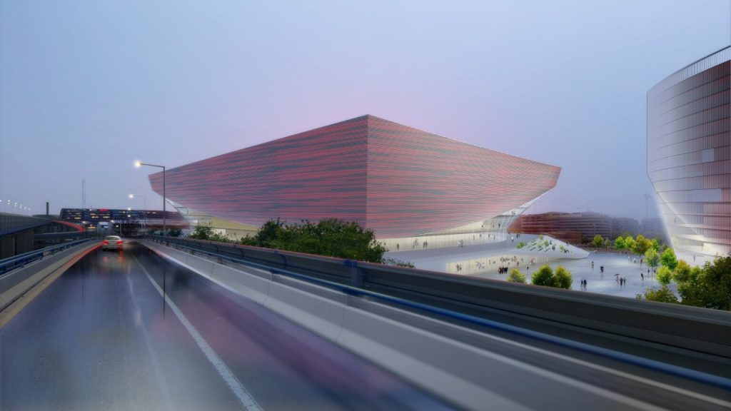 Wien Holding-Arena Tangenten-Ansicht © ARGE GP-WH ARENA - Kronaus Mitterer Architekten/Gallister + Partner