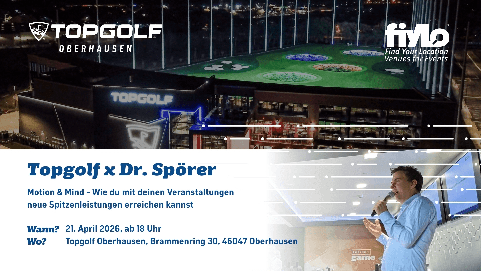 fiylo und Topgolf Oberhausen laden ein: „Motion & Mind“ am 21. April 2026